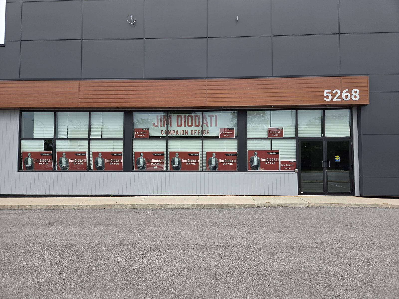 Jim Diodati campaign office storefront at 5268 Montrose Road